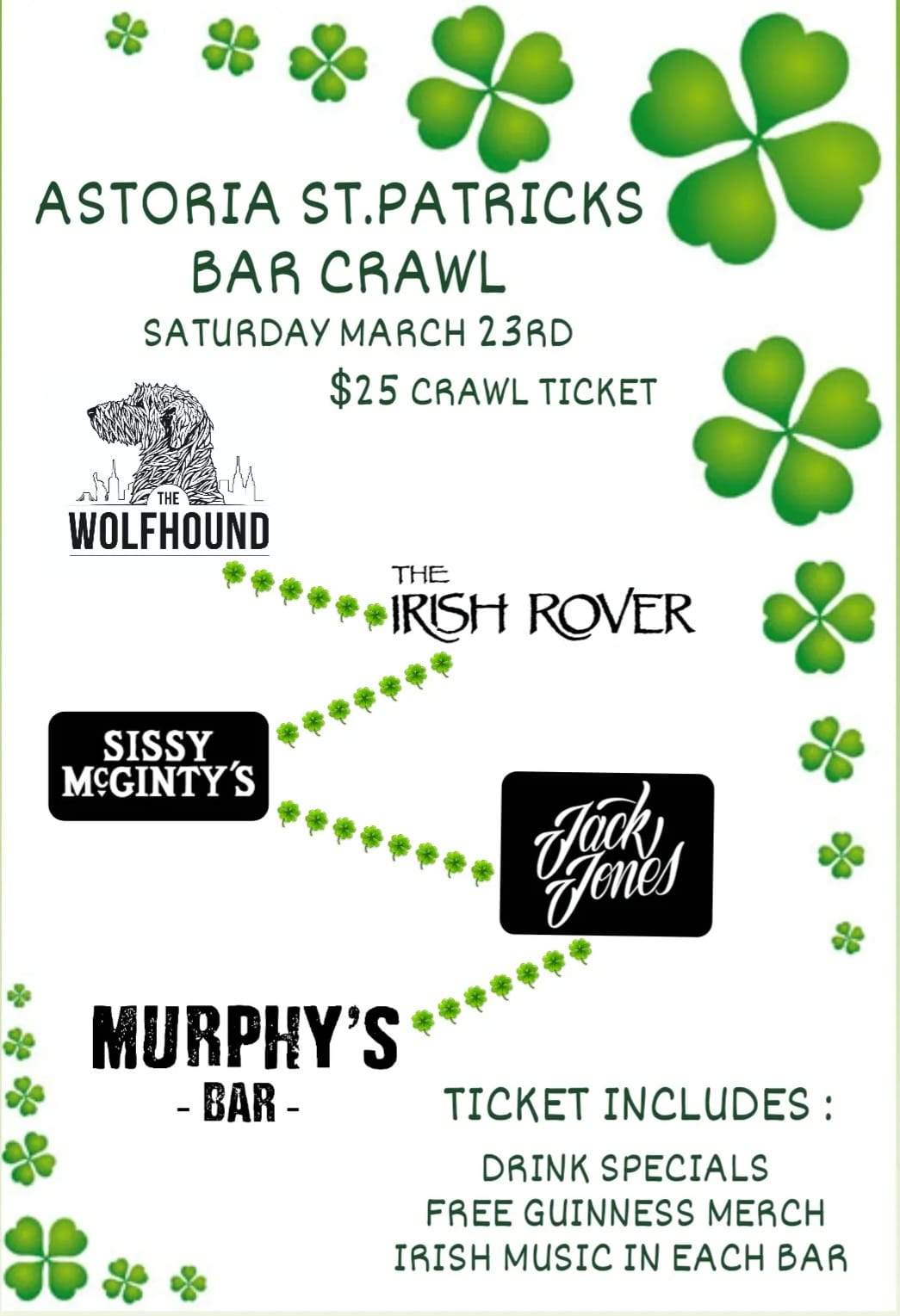 Astoria St. Patrick’s Day Bar Crawl